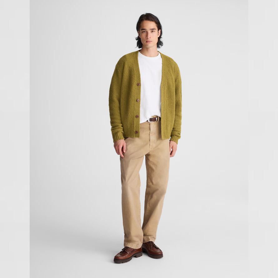 mens madewell bouclé cardigan vert