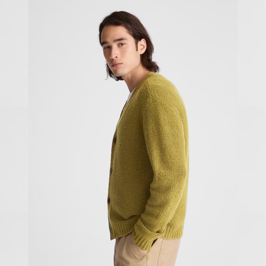 mens madewell bouclé cardigan vert