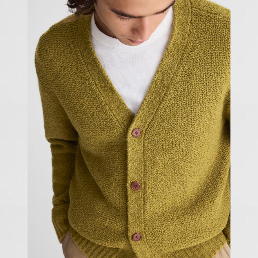 mens madewell bouclé cardigan vert