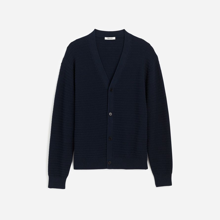 navy mens madewell ouvert À coudre de coton cardigan