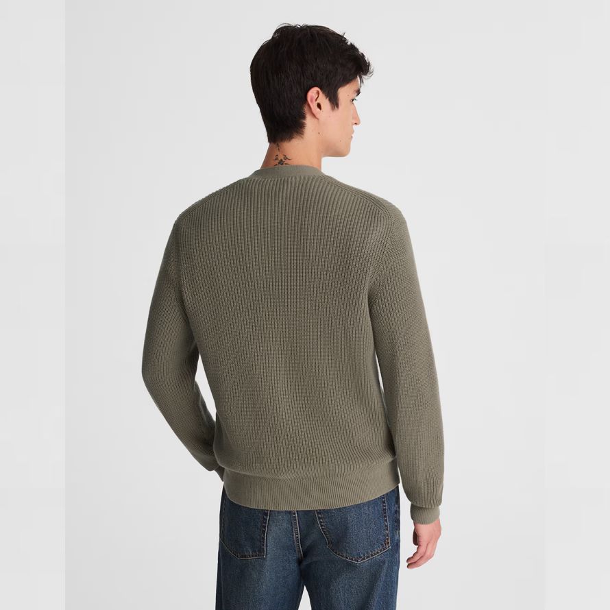mens madewell coton shaker-maille cardigan gris vert