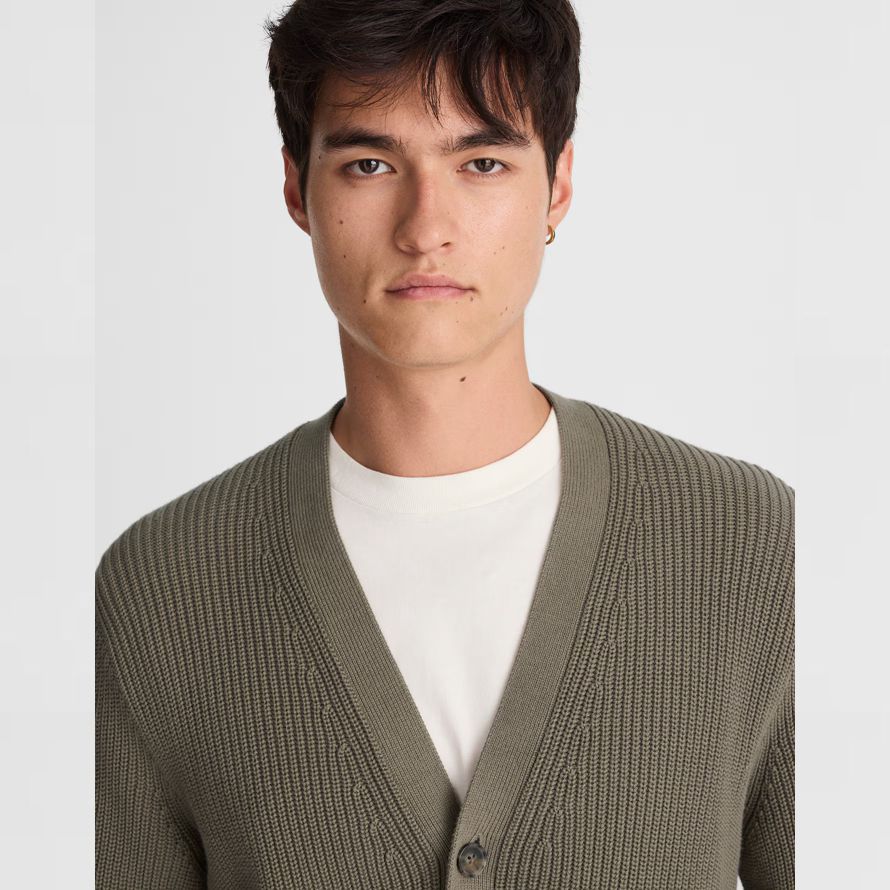 mens madewell coton shaker-maille cardigan gris vert