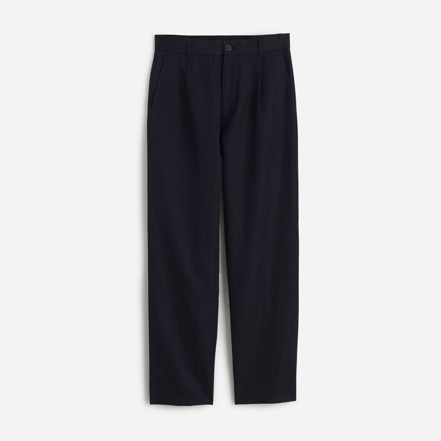 mens madewell plissée en coton twill pantalon marine