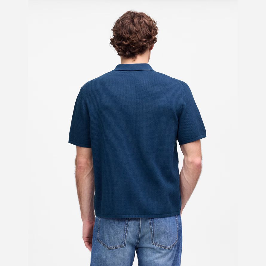 madewell tuck-couture de bouton-up pull mens polo bleu foncé