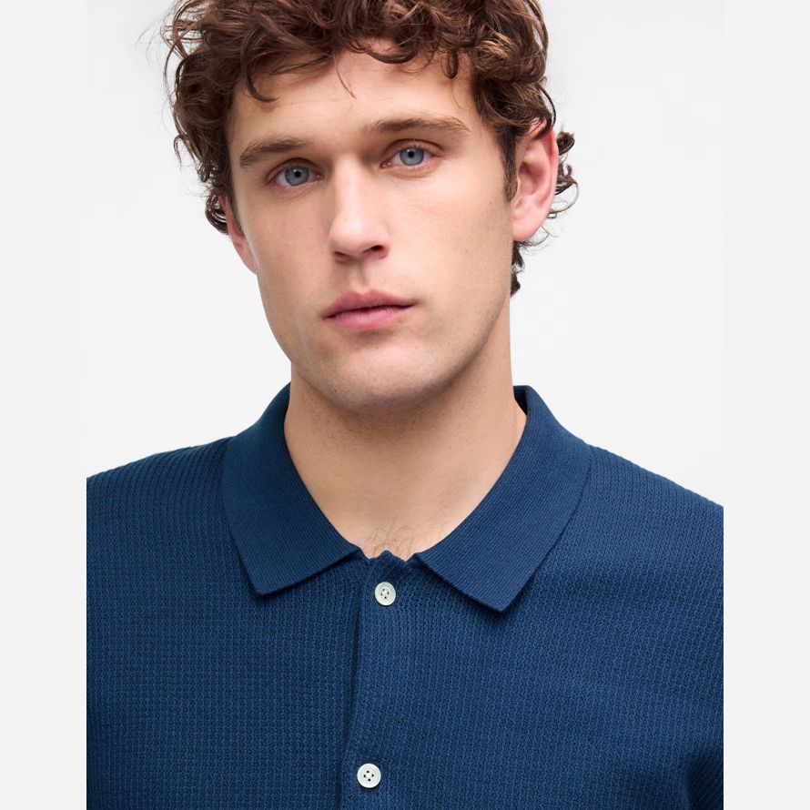 madewell tuck-couture de bouton-up pull mens polo bleu foncé