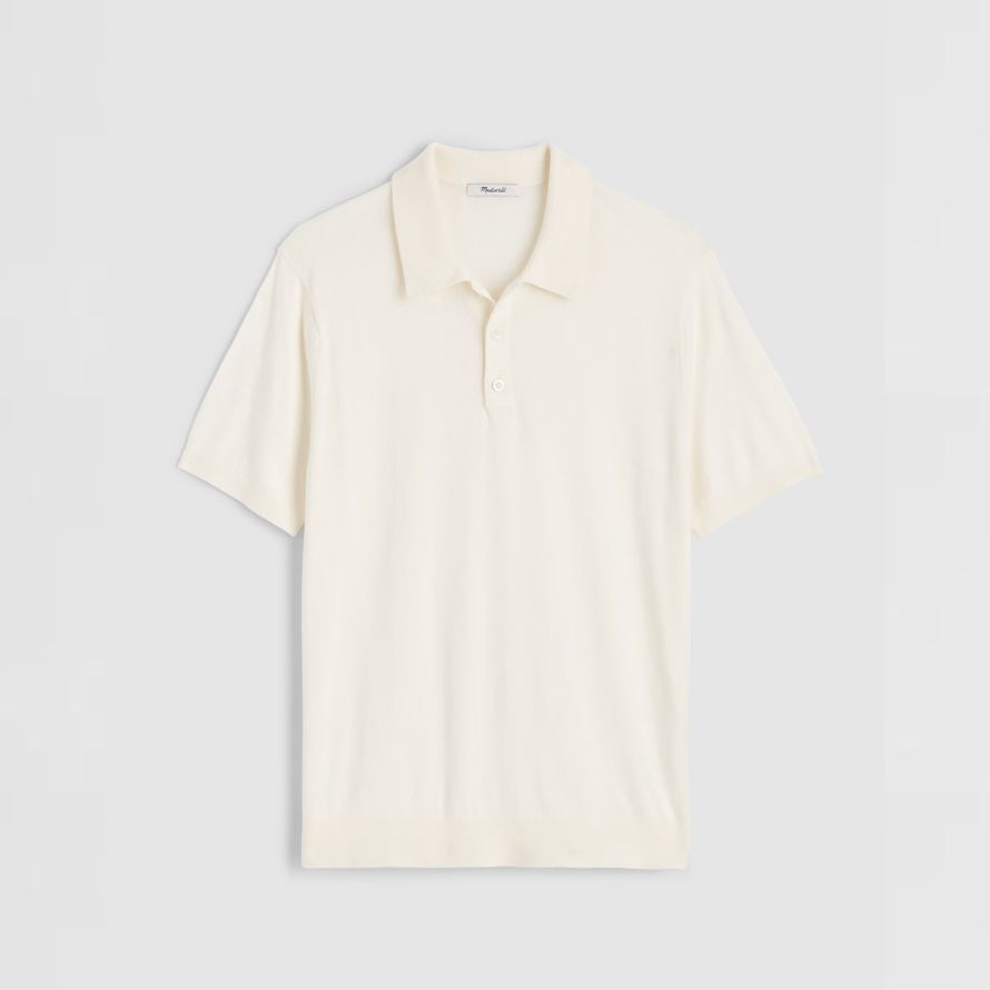 madewell À trois boutons pull polo mens À la crème léger