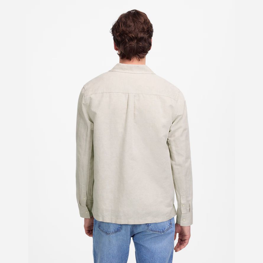 mens madewell bouton-up de coton mélange de lin shirts beige