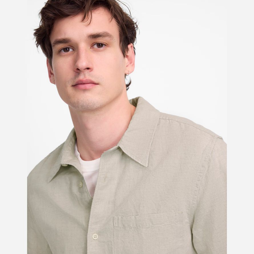 mens madewell bouton-up de coton mélange de lin shirts beige