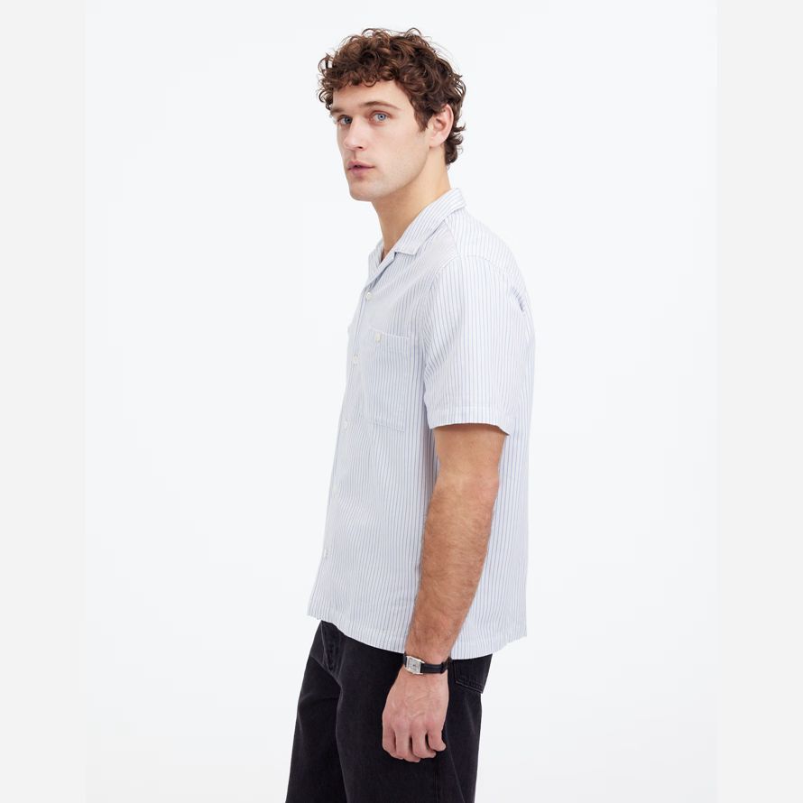 madewell camp col À manches courtes et tous les jours en sergé de chemises homme bleu clair blanc