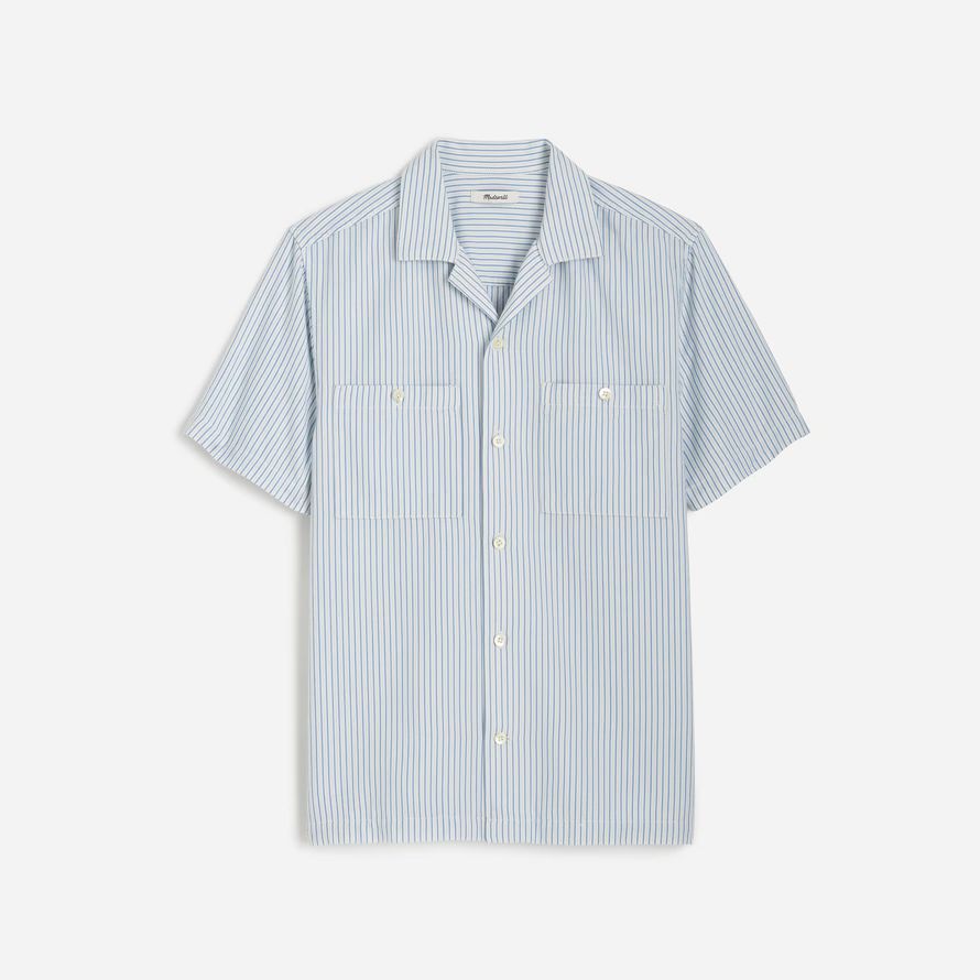 madewell camp col À manches courtes et tous les jours en sergé de chemises homme bleu clair blanc