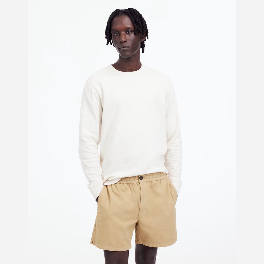 brown mens madewell everywear mélange de coton short