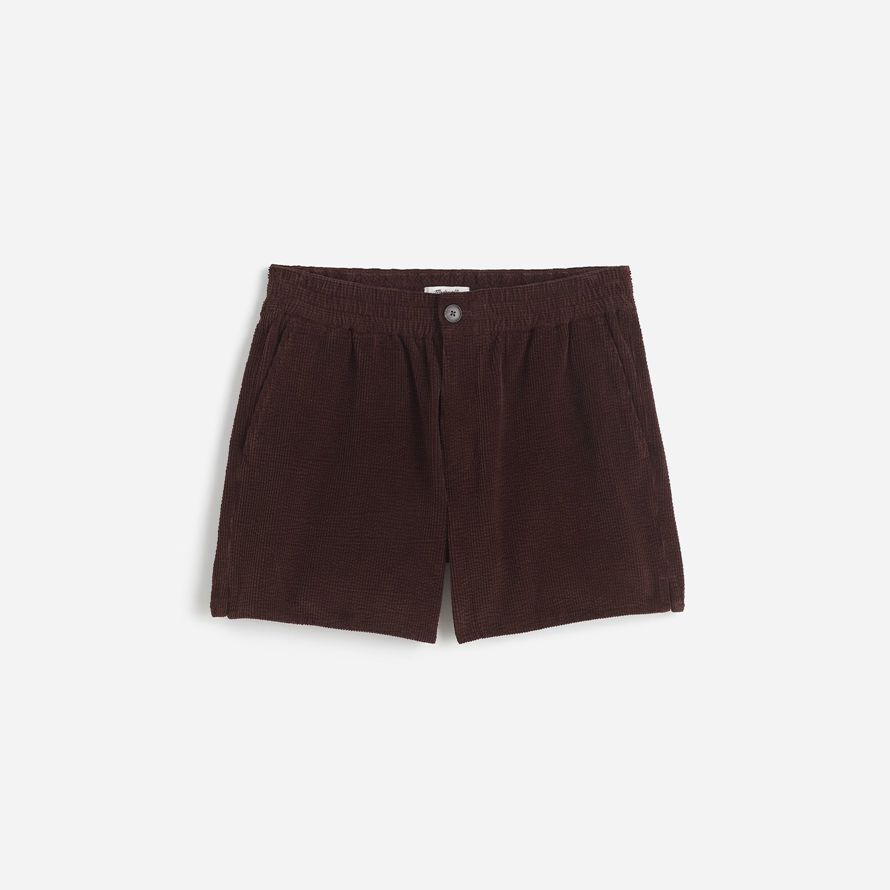 brun foncé mens madewell everywear seersucker short en velours côtelé