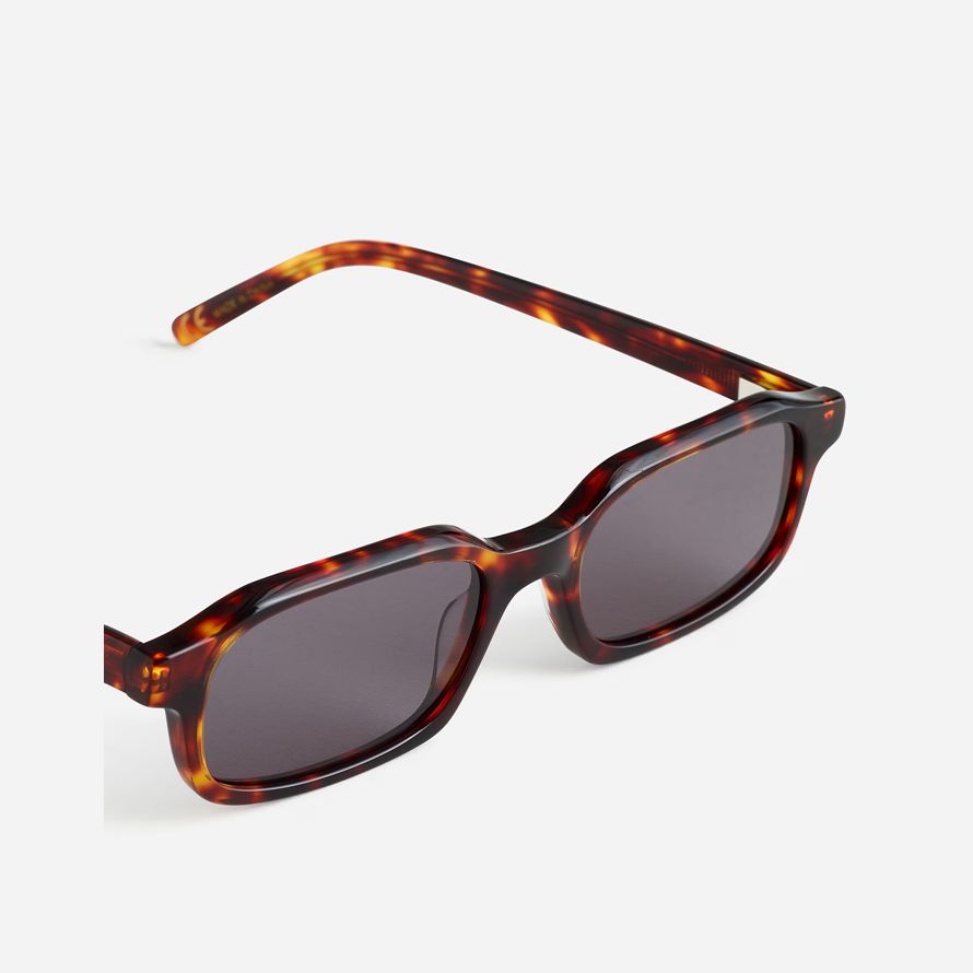 brun madewell rectangle arrondi acétate de lunettes de soleil des hommes