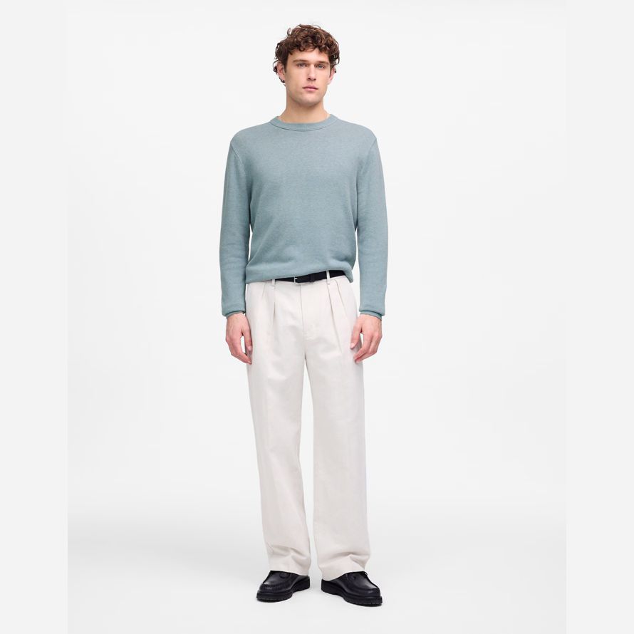 bleu madewell léger encolure ras du cou en coton-mélange de lin pull homme