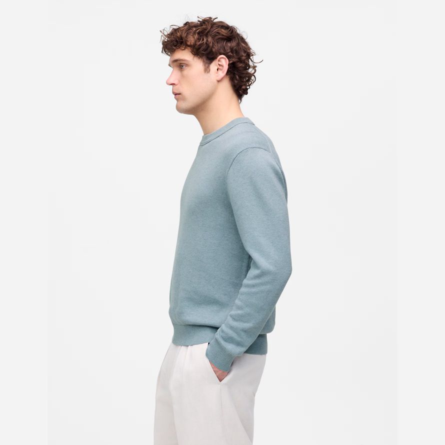 bleu madewell léger encolure ras du cou en coton-mélange de lin pull homme