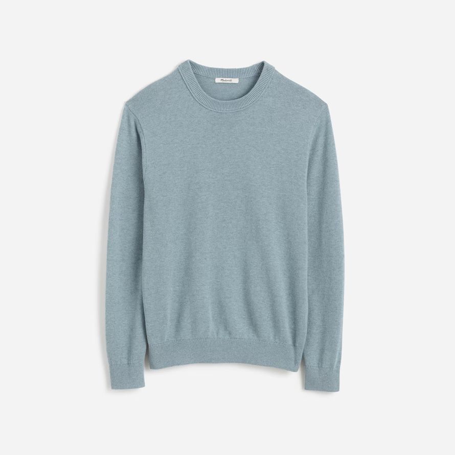 bleu madewell léger encolure ras du cou en coton-mélange de lin pull homme
