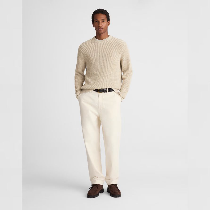 madewell coton shaker-point de la crewneck pull homme crème