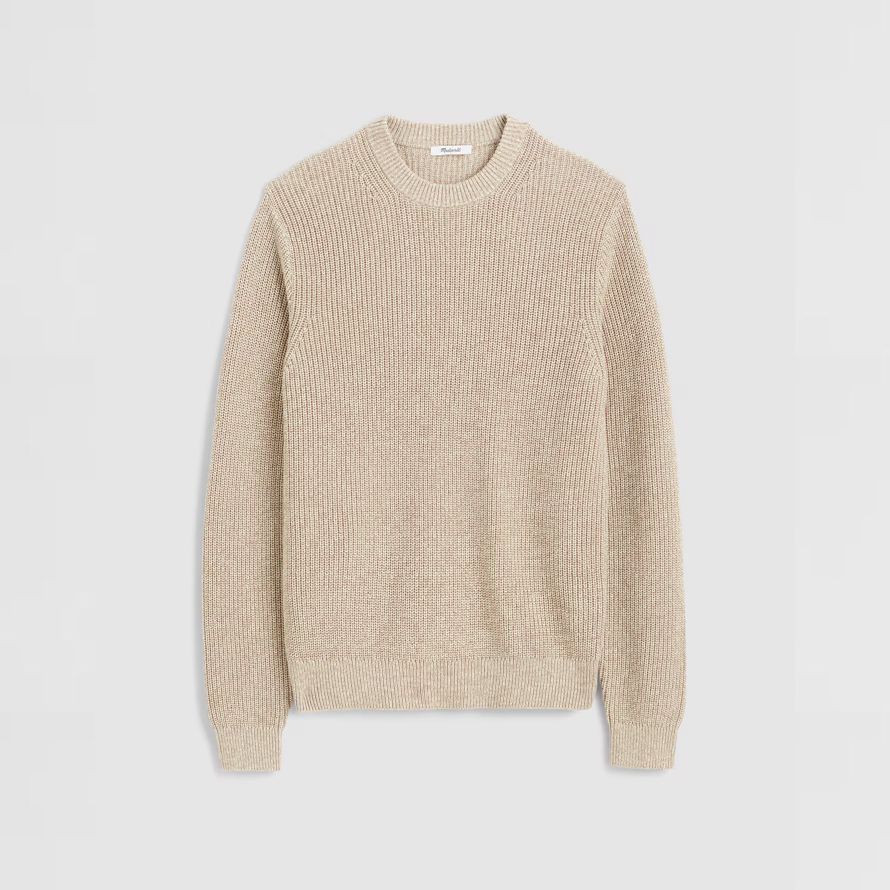 madewell coton shaker-point de la crewneck pull homme crème