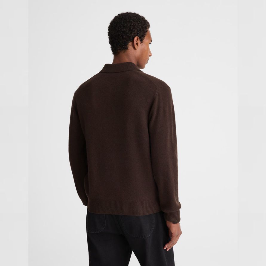 brun foncé mens madewell patrimoine laine mérinos pull polo