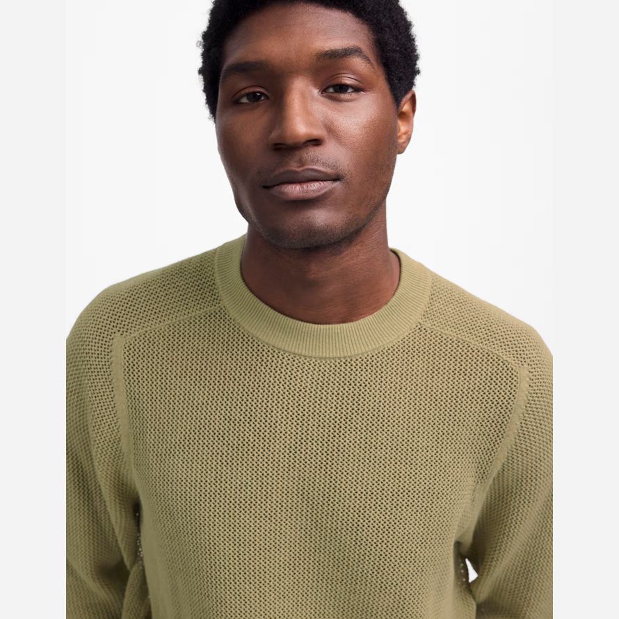 mens madewell maille-encolure ras du cou en tricot de coton de linge de chandail dolive