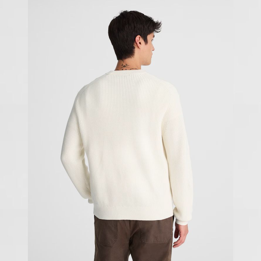 mens madewell coton shaker-point de la crewneck pull crème légère