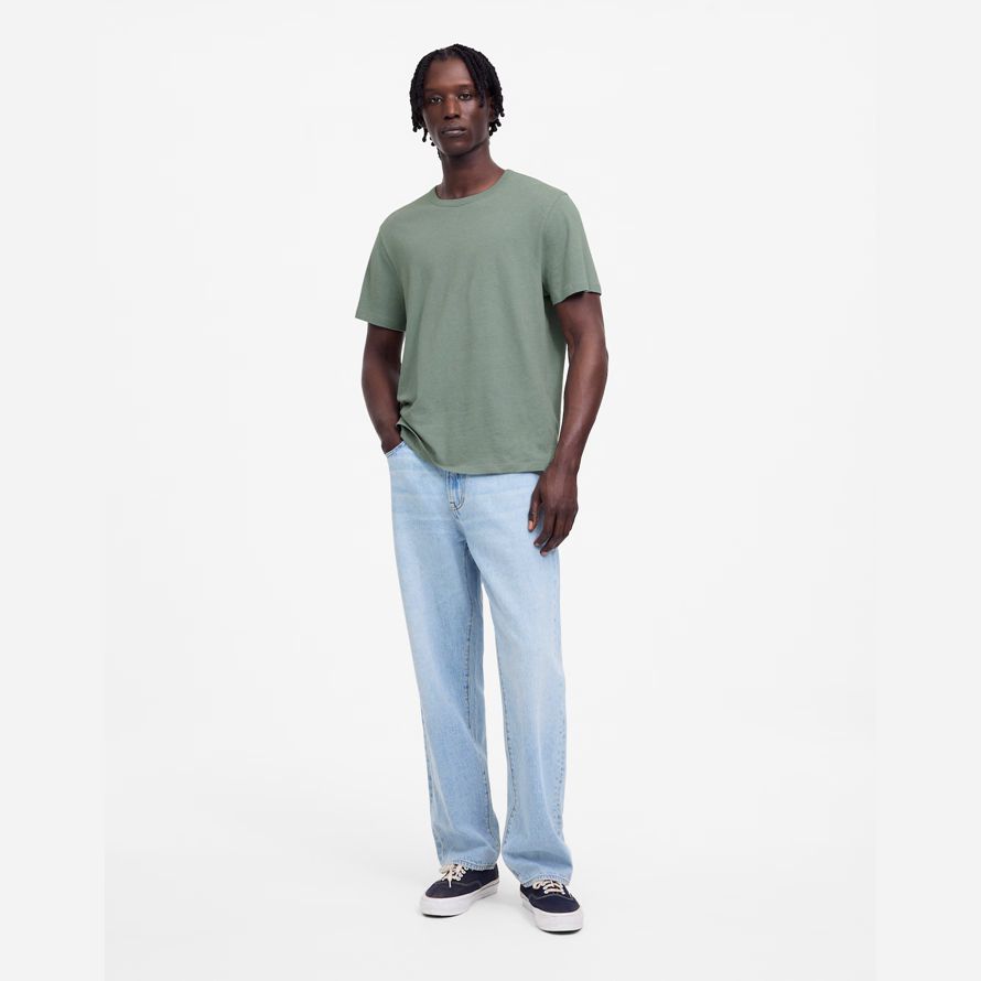mens madewell allday coton mélange de lin t-shirts vert