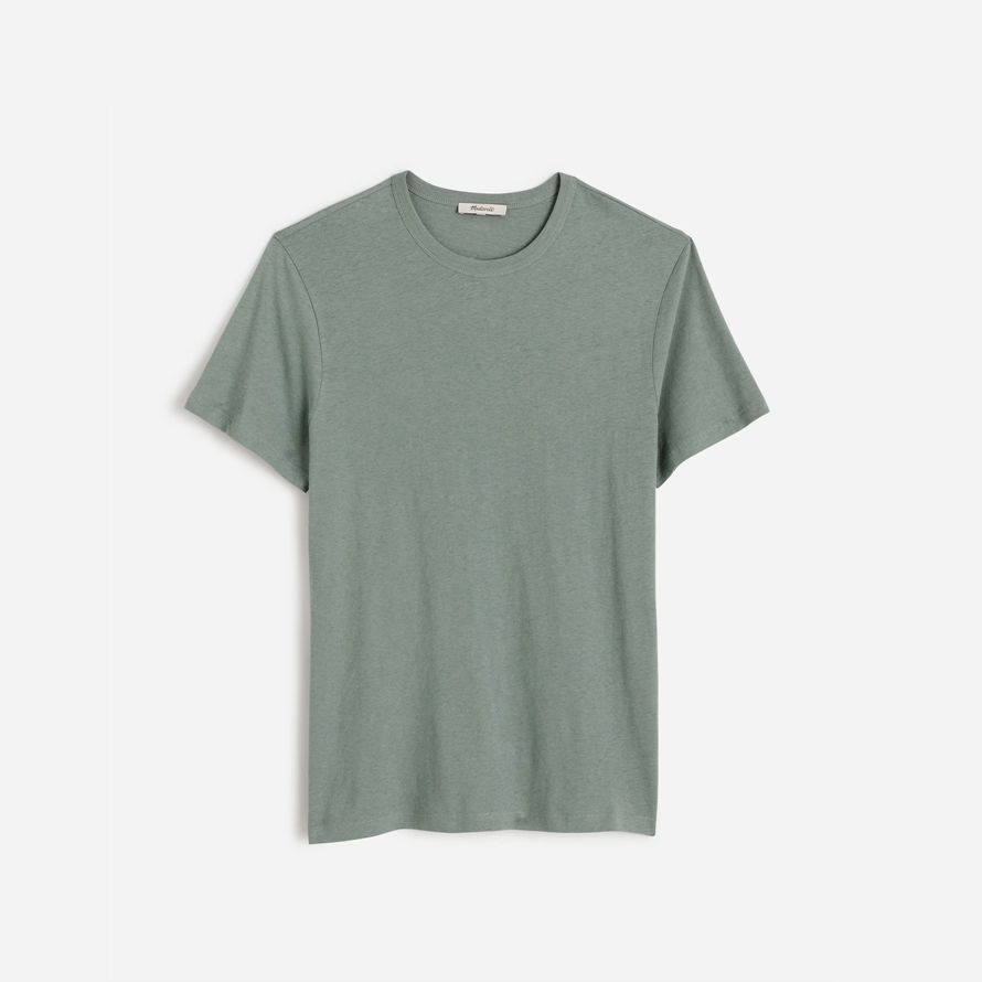 mens madewell allday coton mélange de lin t-shirts vert
