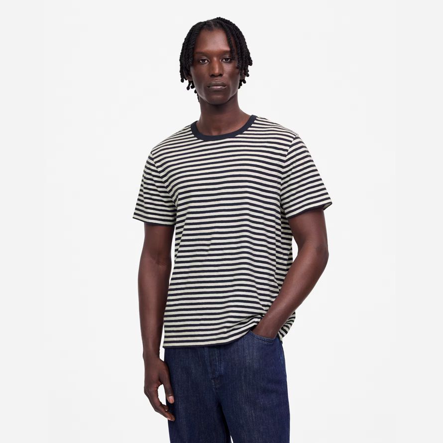 navy white mens madewell allday coton mélange de lin t-shirts