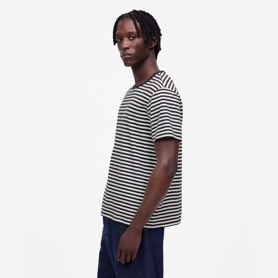 navy white mens madewell allday coton mélange de lin t-shirts