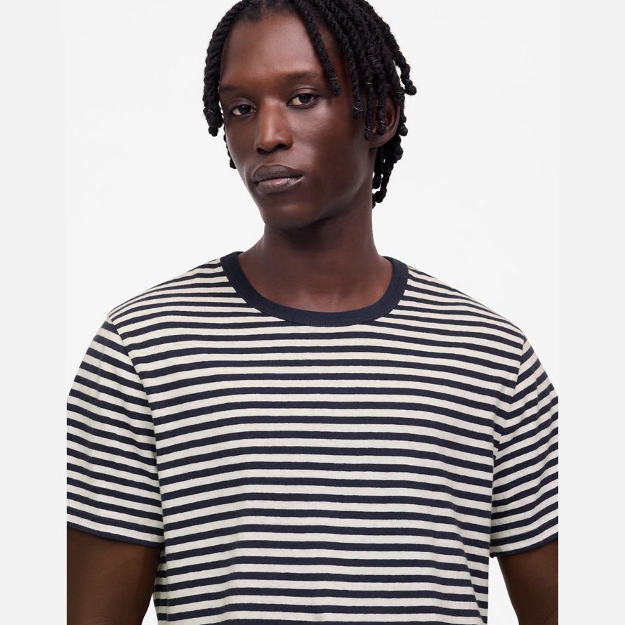 navy white mens madewell allday coton mélange de lin t-shirts