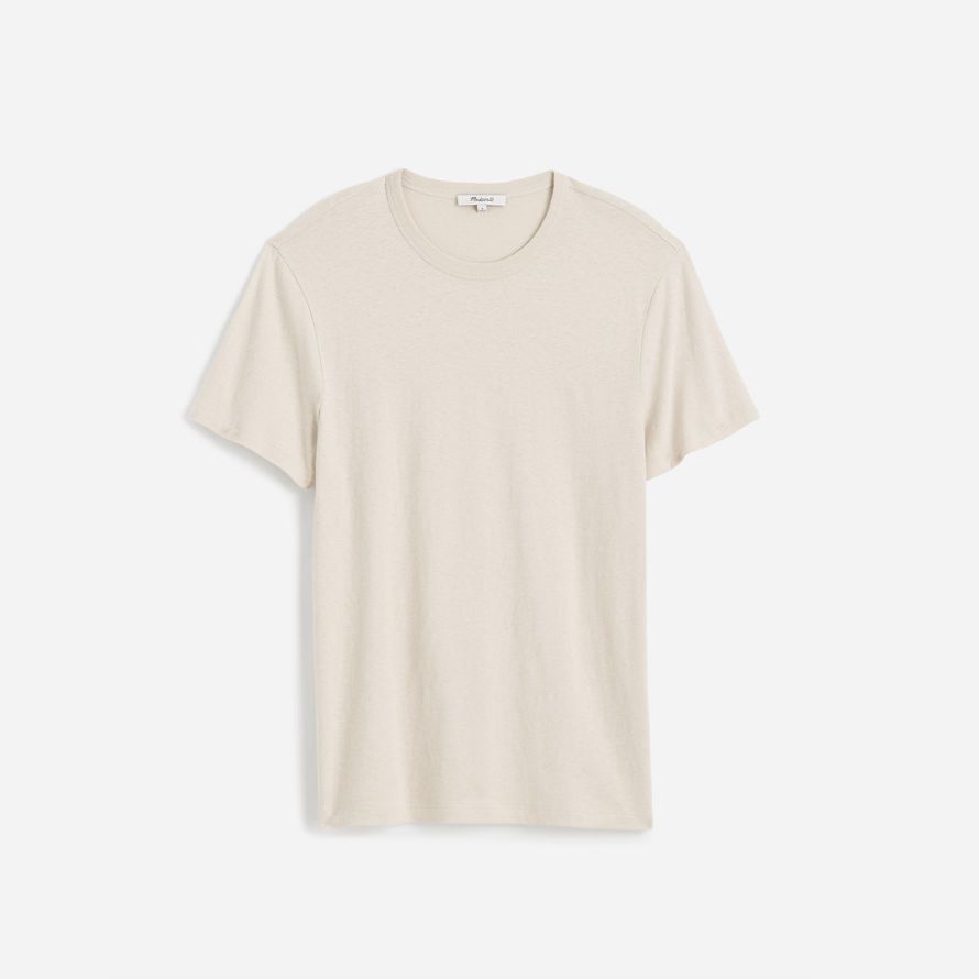 beige mens madewell allday coton mélange de lin t-shirts