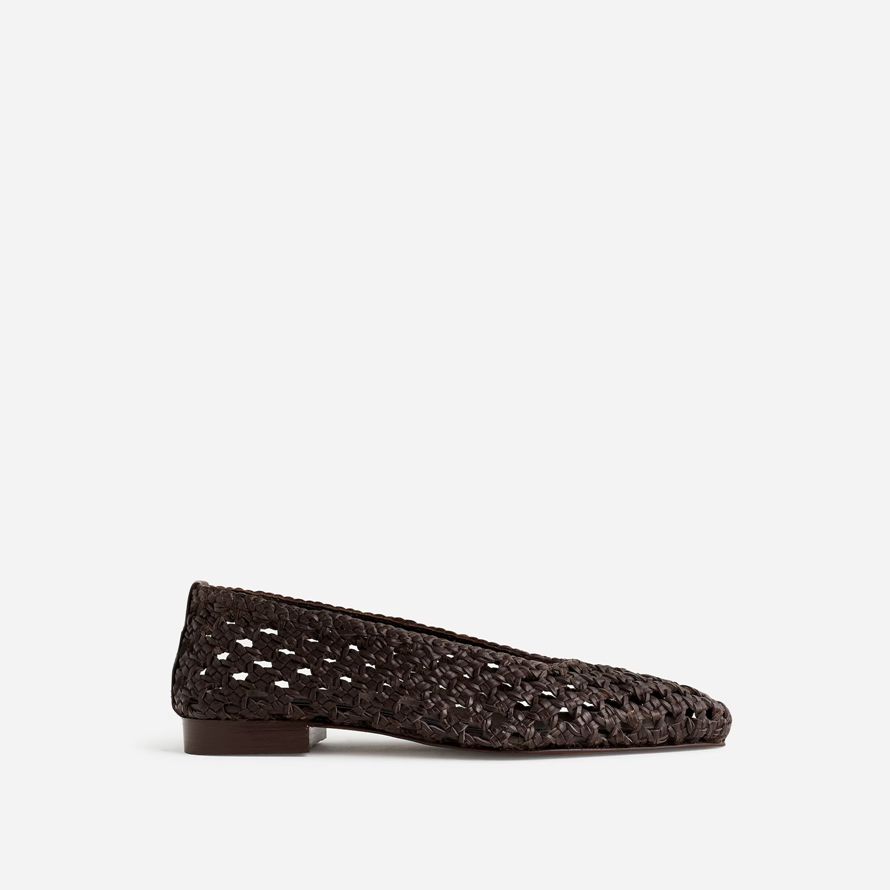 madewell lruth cuir tressé womens ballet flat chocolat