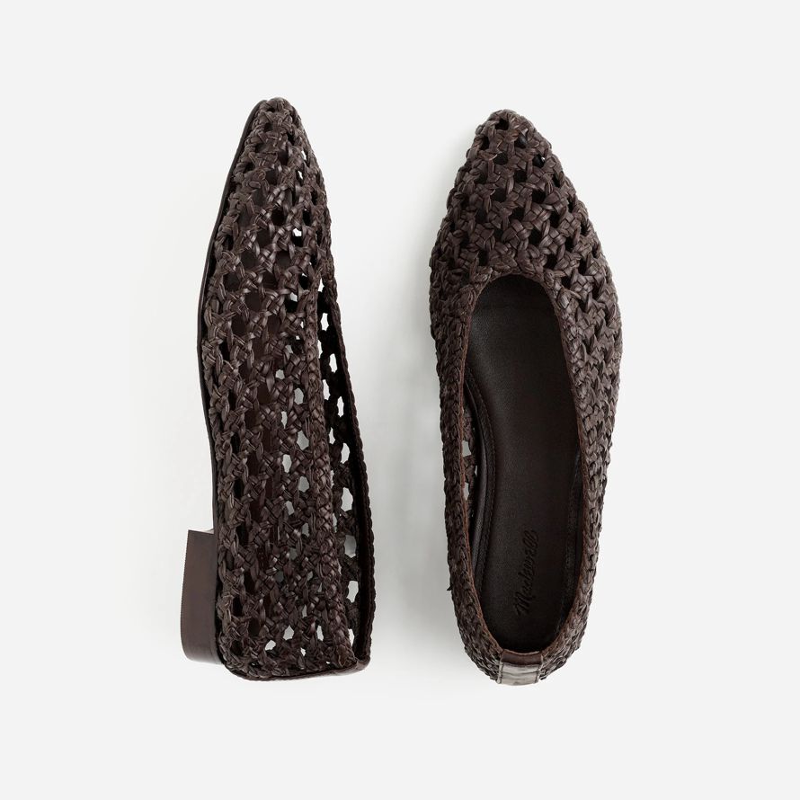 madewell lruth cuir tressé womens ballet flat chocolat