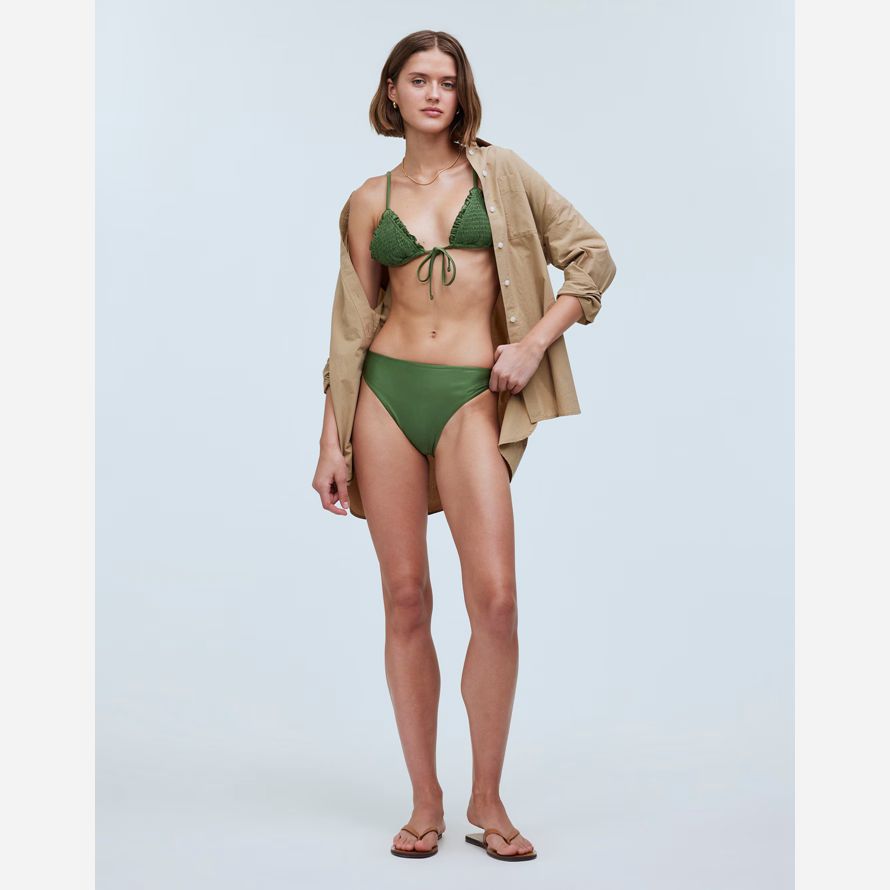 madewell frankies bikini laura satin womens bas de bikini vert