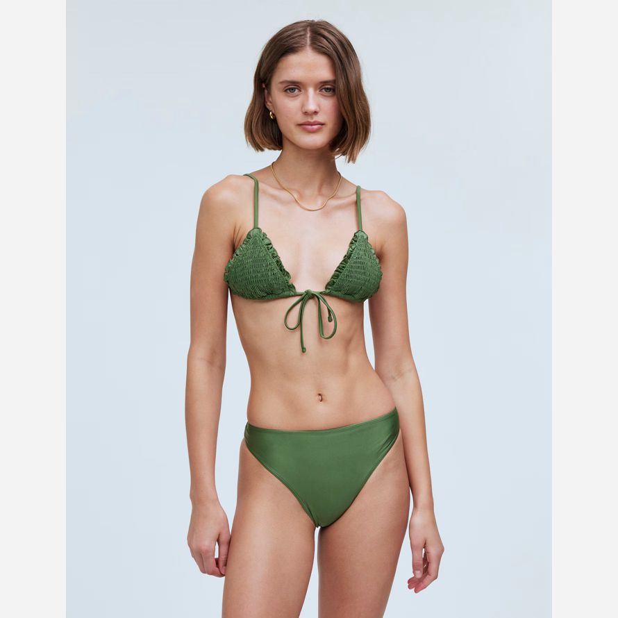 madewell frankies bikini laura satin womens bas de bikini vert