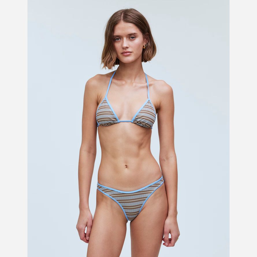 womens madewell frankies colombe classique bas de bikini bleu marron foncé