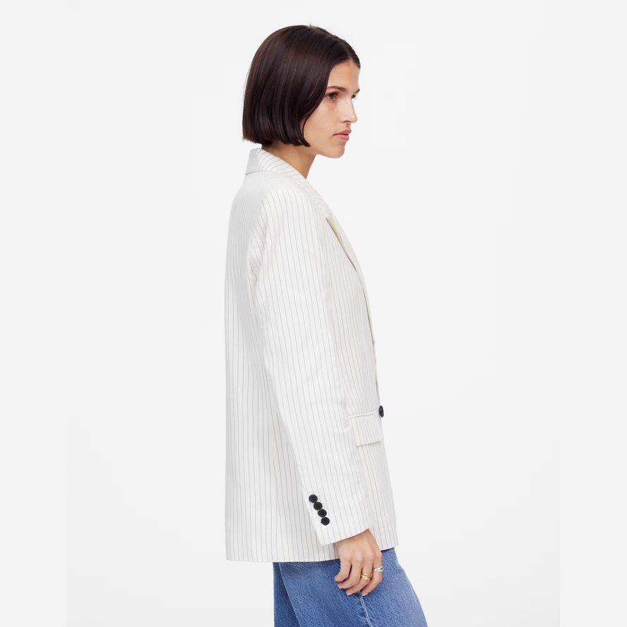 madewell décontracté À rayures en lin womens blazer blanc