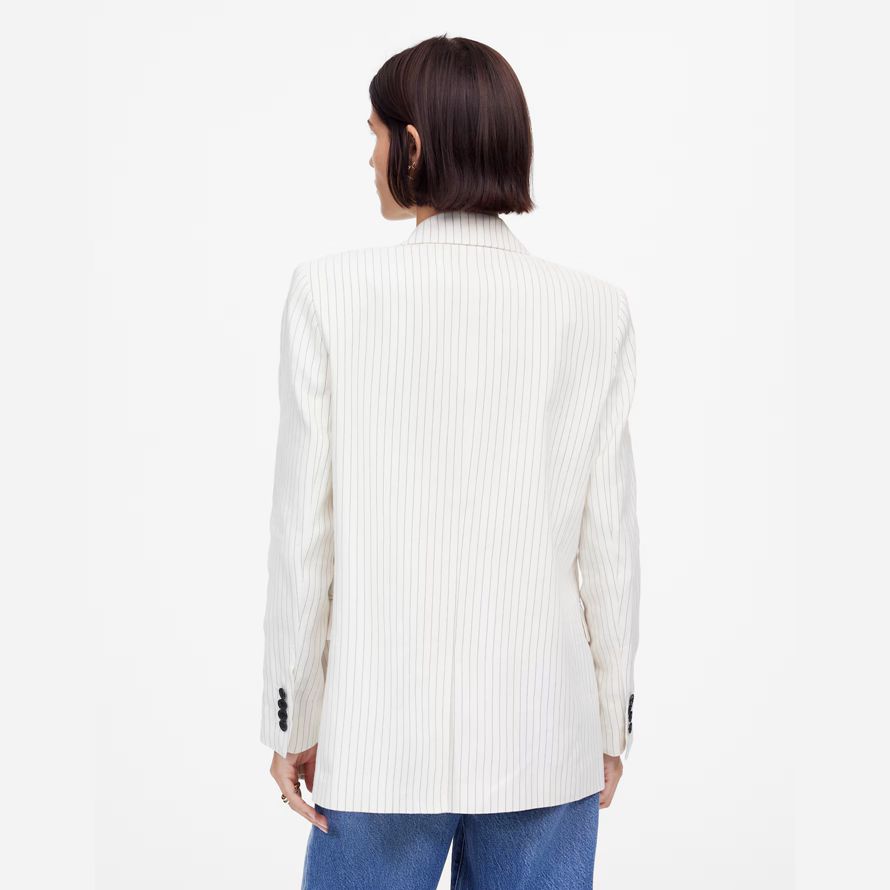 madewell décontracté À rayures en lin womens blazer blanc