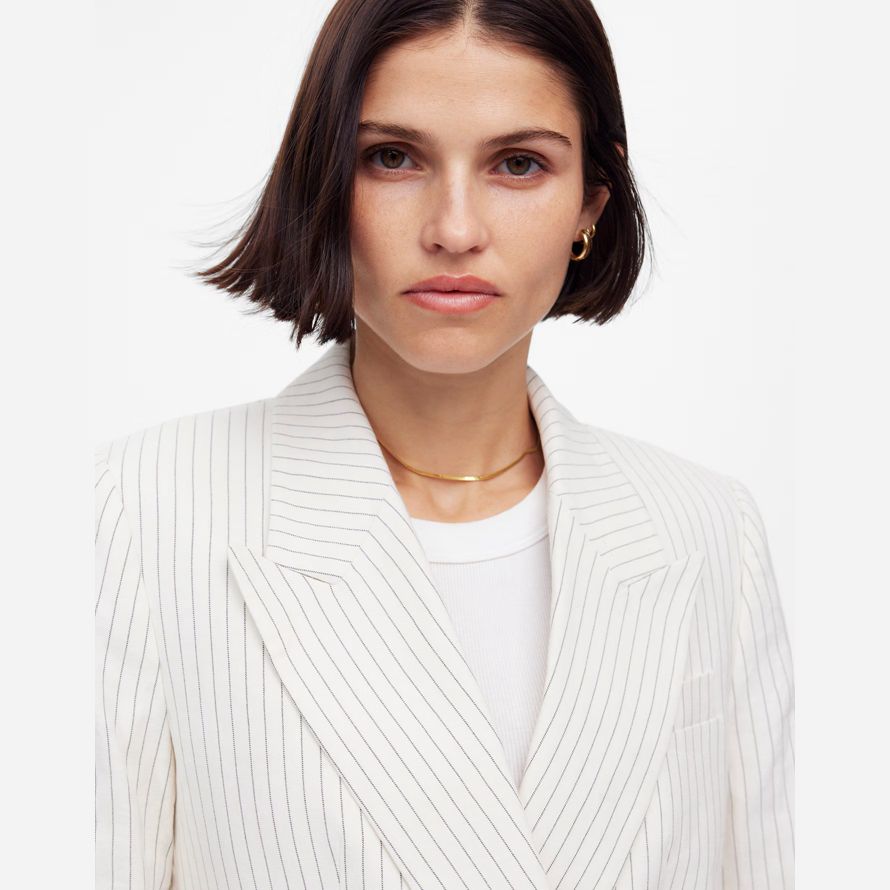 madewell décontracté À rayures en lin womens blazer blanc