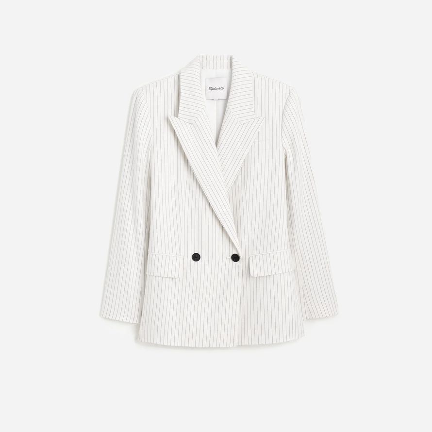 madewell décontracté À rayures en lin womens blazer blanc