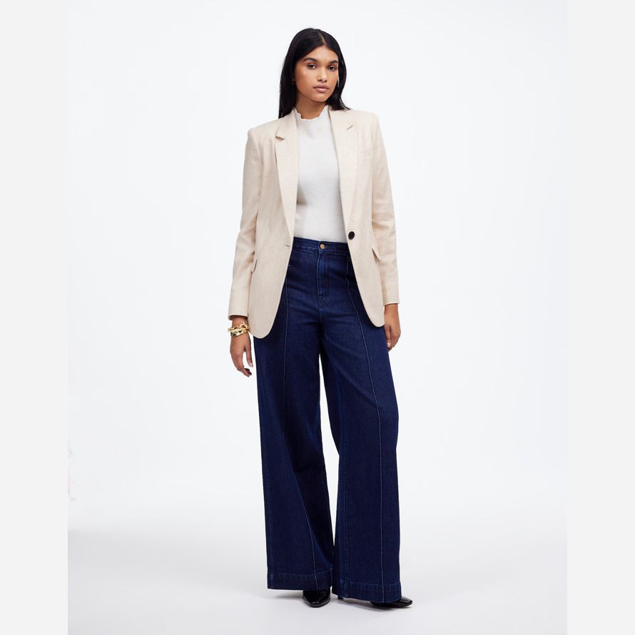 beige womens madewell la kline blazer