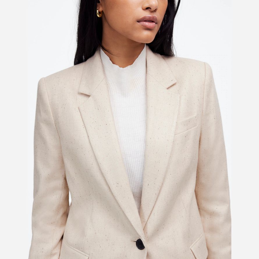 beige womens madewell la kline blazer