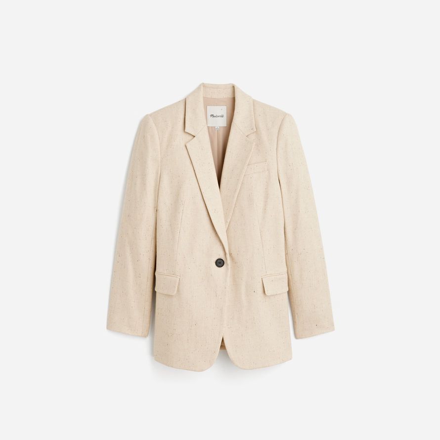 beige womens madewell la kline blazer