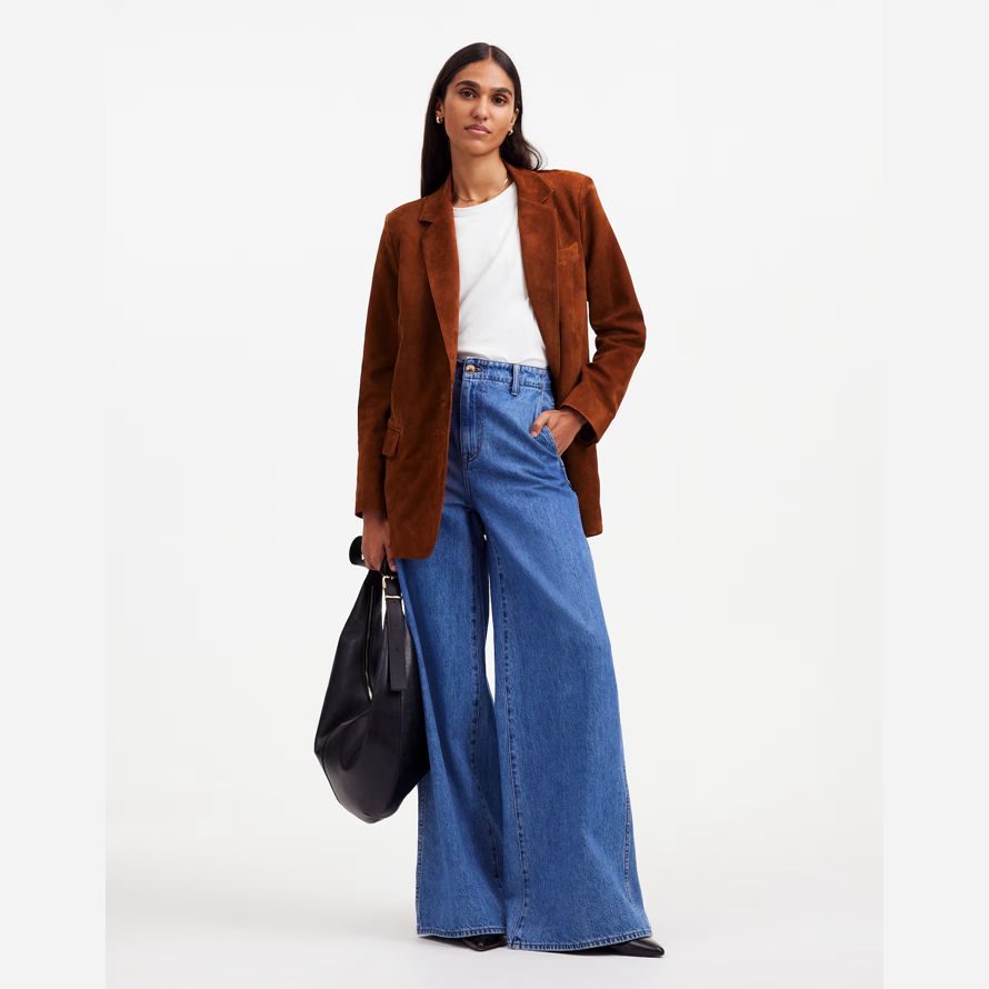 womens madewell la kline blazer marron foncé