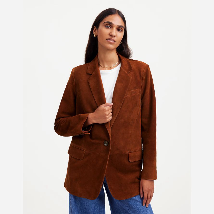 womens madewell la kline blazer marron foncé