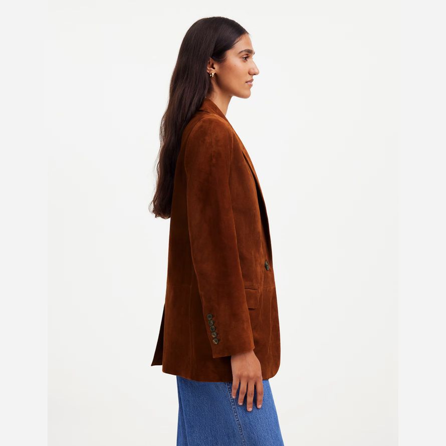 womens madewell la kline blazer marron foncé