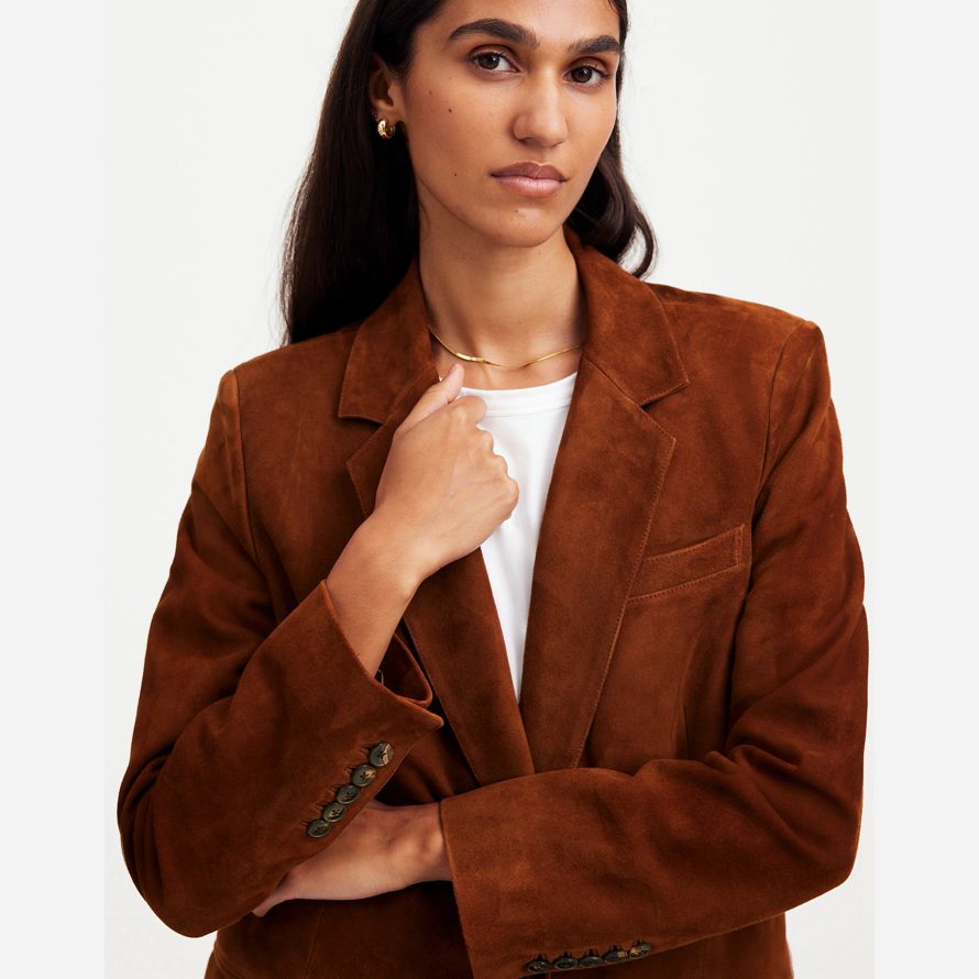 womens madewell la kline blazer marron foncé