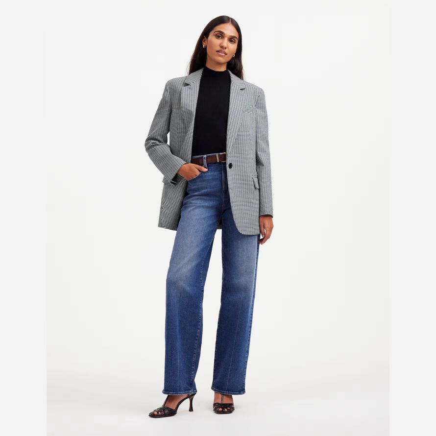 grey blue womens madewell la kline blazer