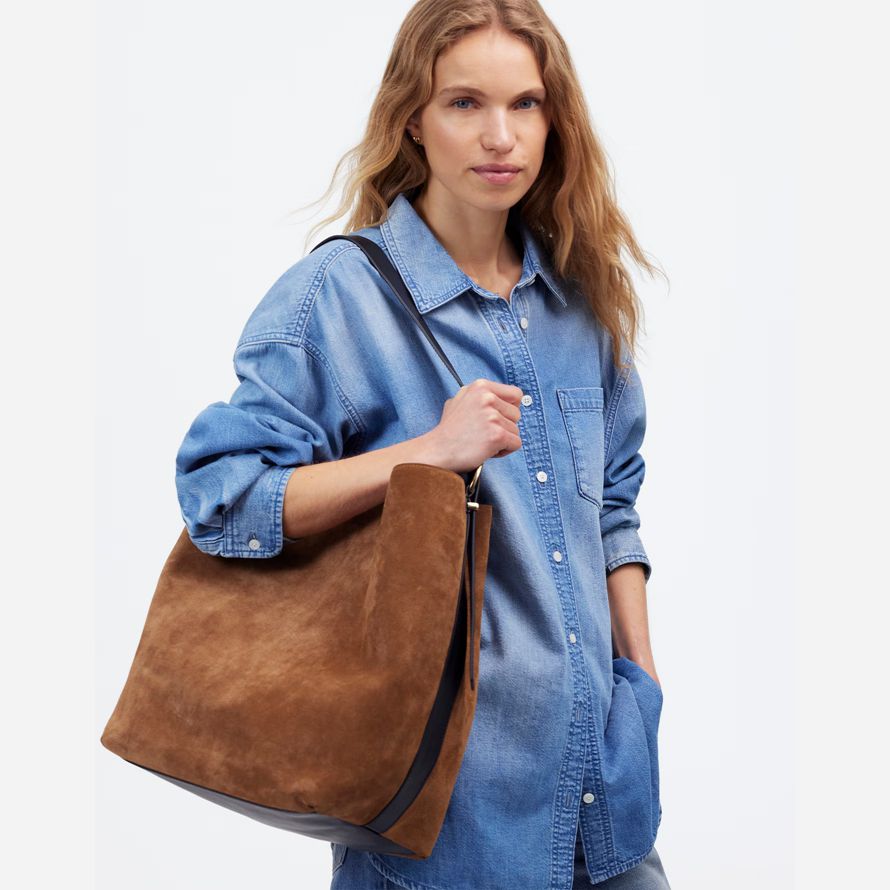 womens madewell lessentiel extra-large tote sac seau brun