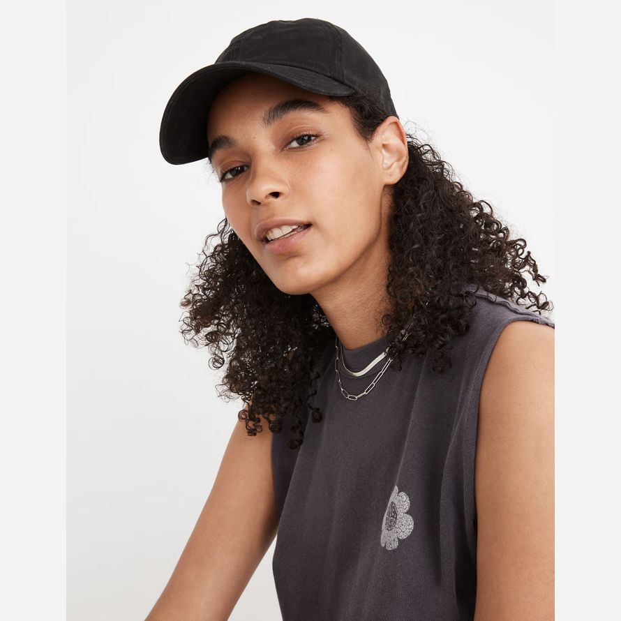 womens madewell coton bio cassé casquette de baseball noire